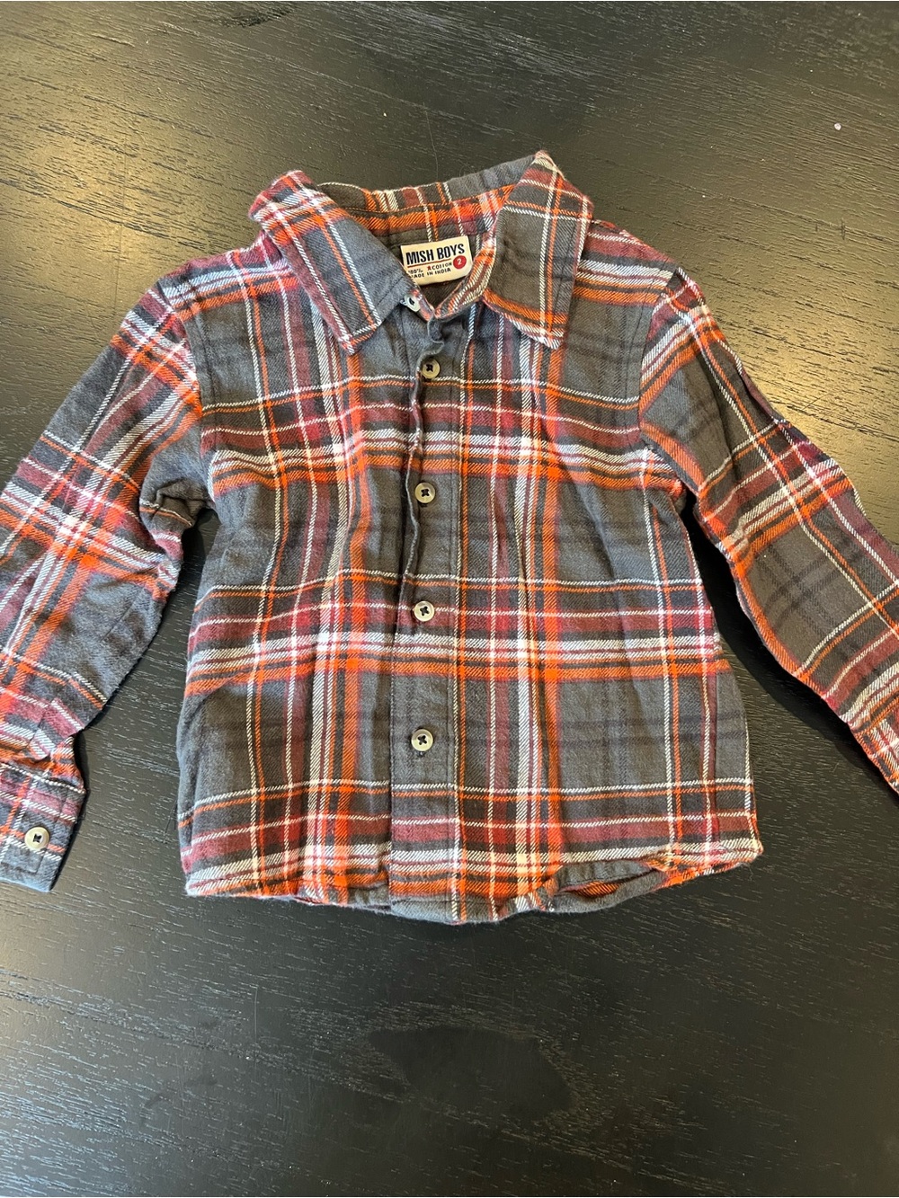 Mish Boys Gray, Red & Orange Plaid Button-Up Shirt